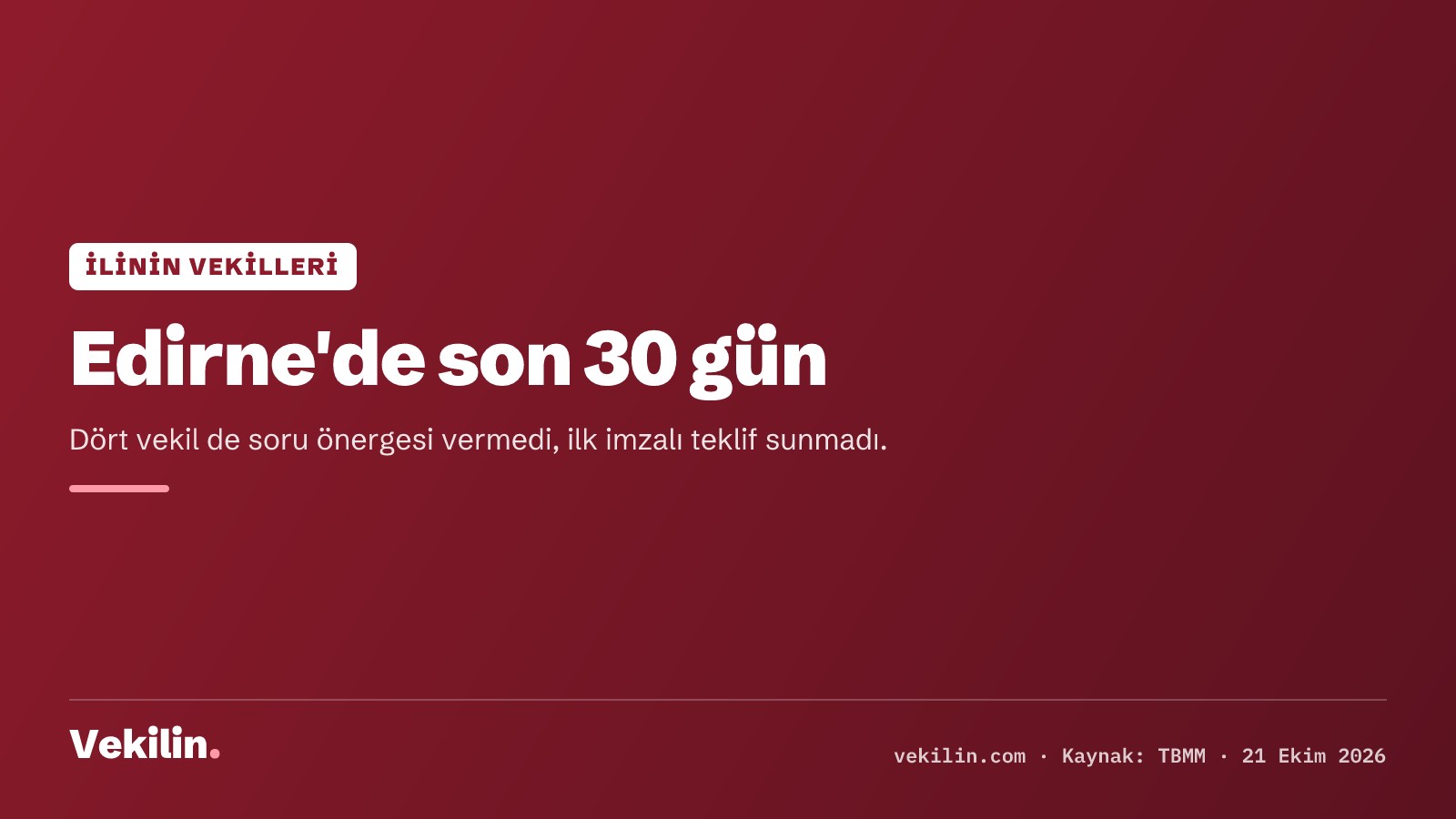 Edirne milletvekillerinin son 30 günü: soru önergesi ve teklif yok, bir konuşma