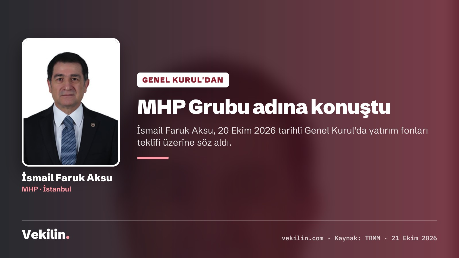 MHP'li İsmail Faruk Aksu: Yatırım fonları teklifi mağdurların hakkını koruyacak
