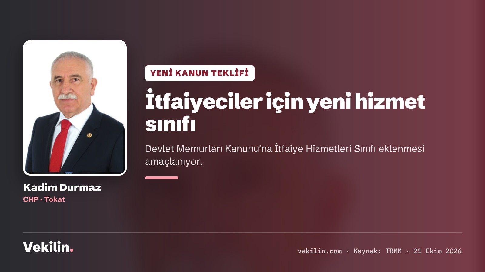 Kadim Durmaz'dan itfaiyeciler için yeni hizmet sınıfı teklifi