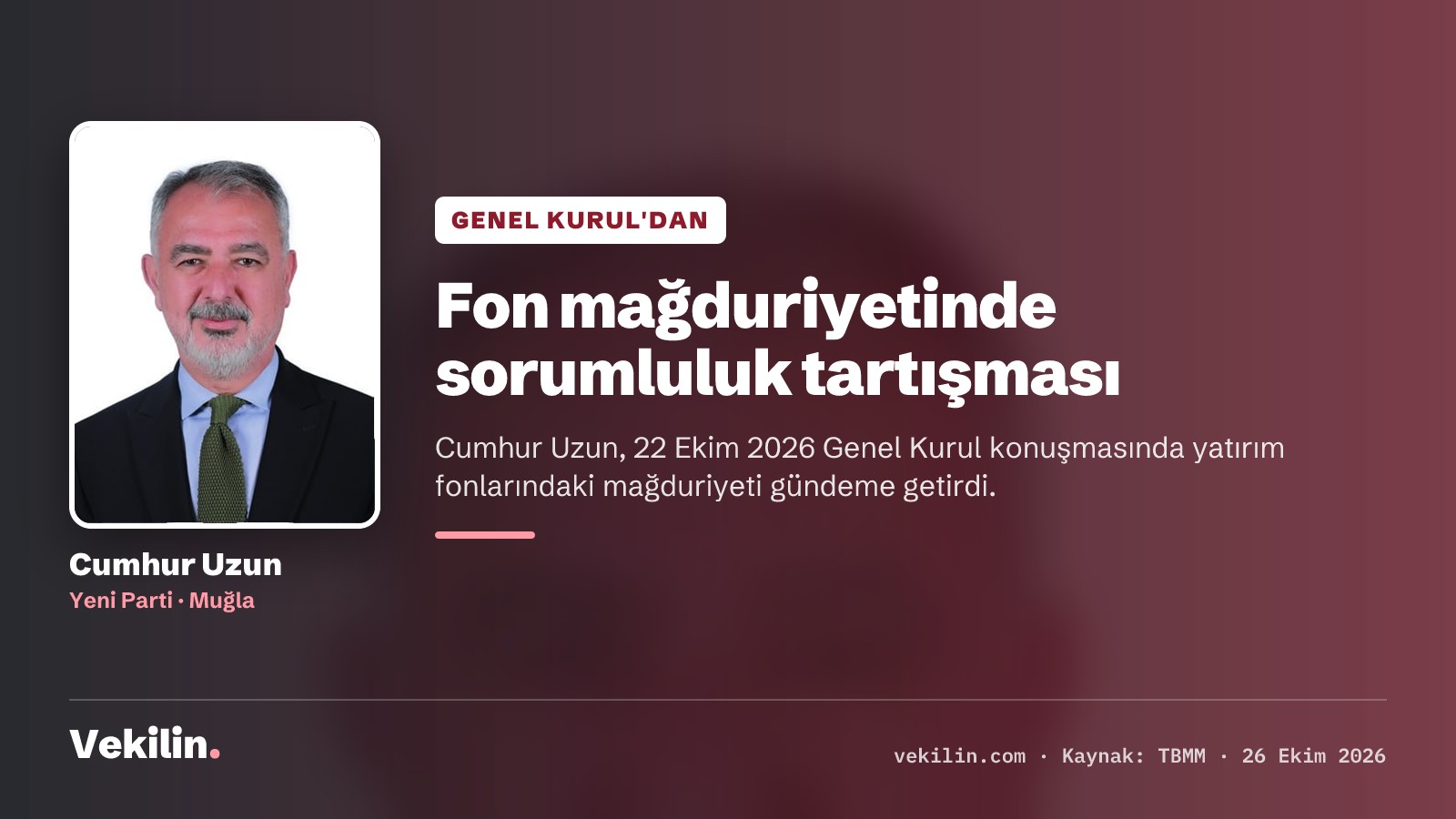 Cumhur Uzun, fon mağduriyetini Genel Kurul'da sordu: 'Sorunun kaynağı saray ve AK Parti Genel Merkezi'