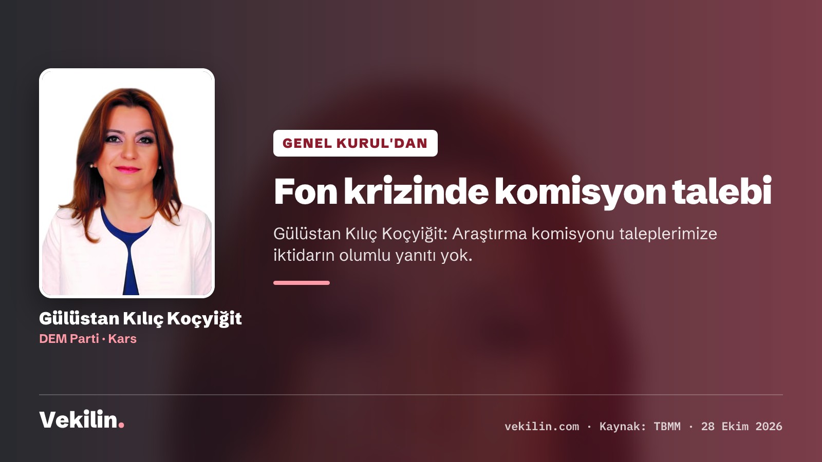 DEM Partili Koçyiğit: Fon krizi komisyonu talebine iktidardan olumlu yanıt yok