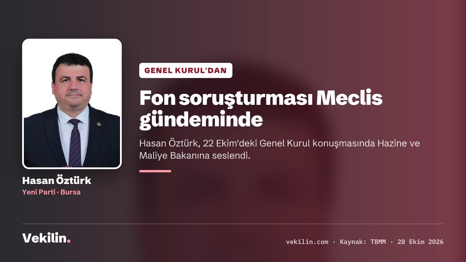 Hasan Öztürk, fon soruşturmasını Genel Kurul'da sordu: 'Elinizi kim tuttu?'