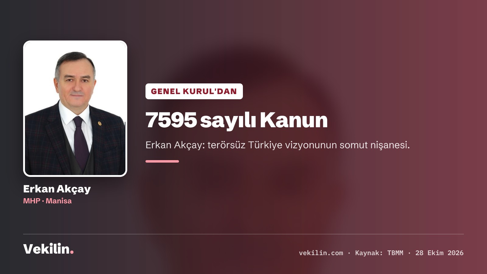 Erkan Akçay: 7595 sayılı Kanun terörsüz Türkiye için stratejik adım