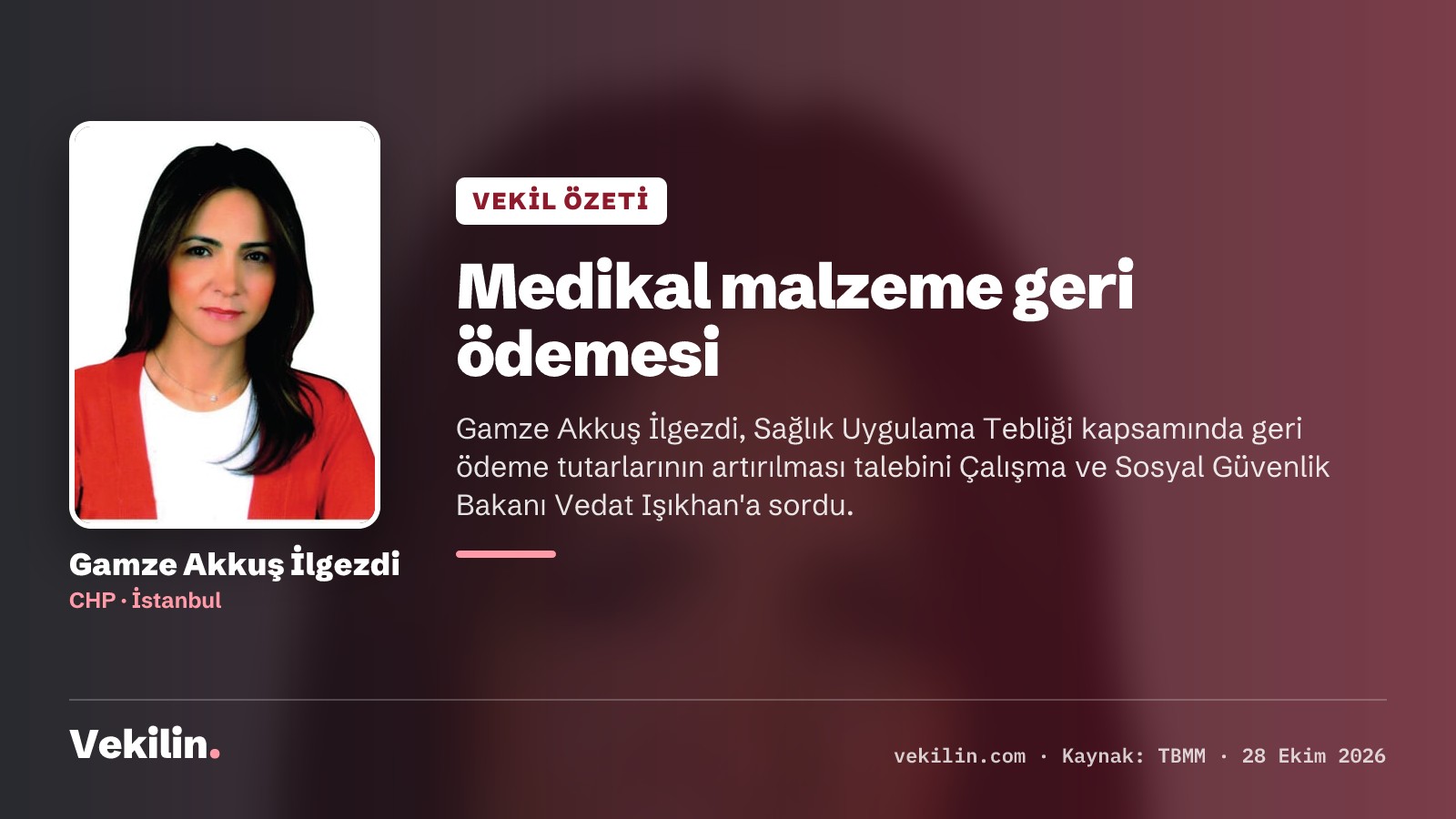 Gamze Akkuş İlgezdi'den medikal malzeme geri ödemesi ve doğal gaz desteği soruları