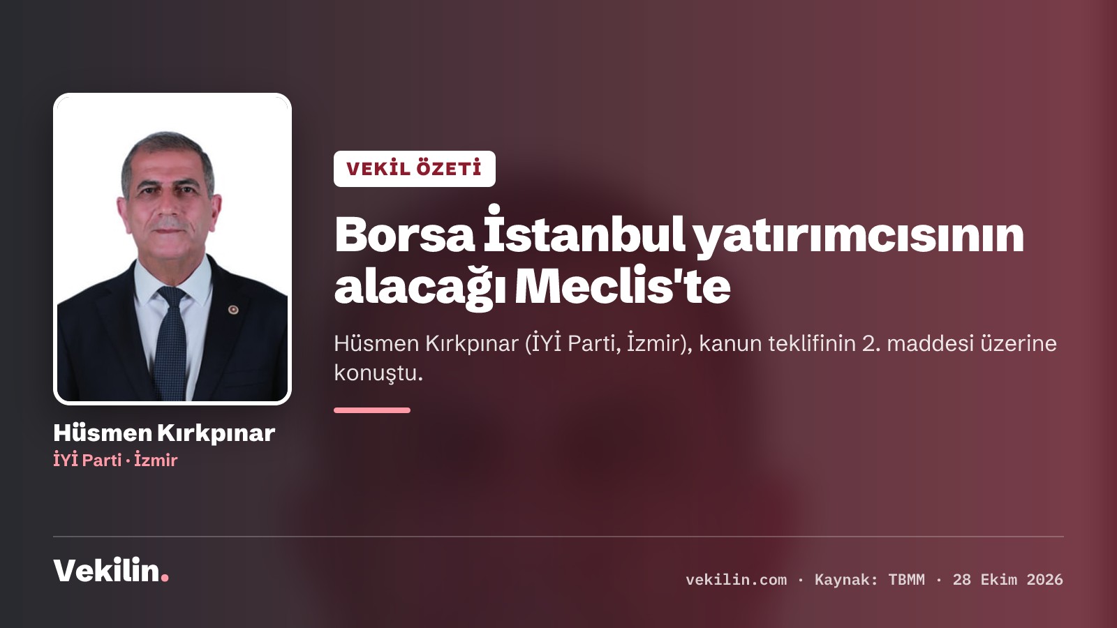 Hüsmen Kırkpınar, Borsa İstanbul yatırımcılarının alacağını Meclis'te gündeme getirdi