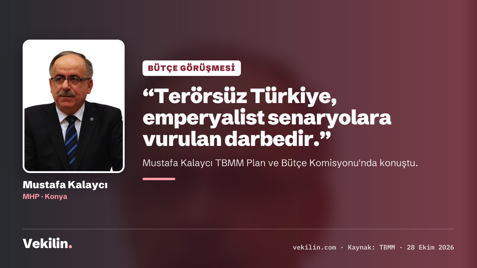 Mustafa Kalaycı TBMM Plan ve Bütçe Komisyonu'nda konuştu