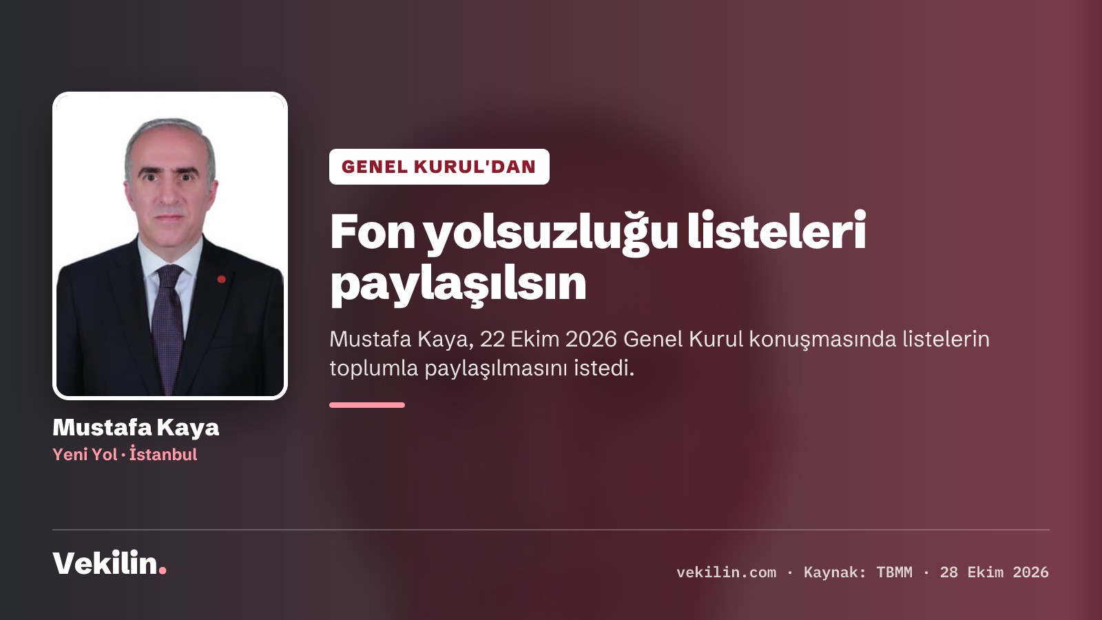 Mustafa Kaya: Fon yolsuzluğu listeleri toplumla paylaşılsın