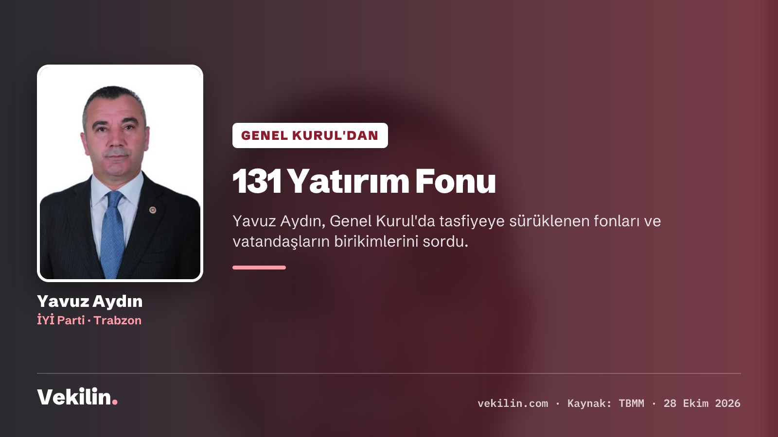 Yavuz Aydın Genel Kurul'da tasfiye edilen 131 yatırım fonunu sordu
