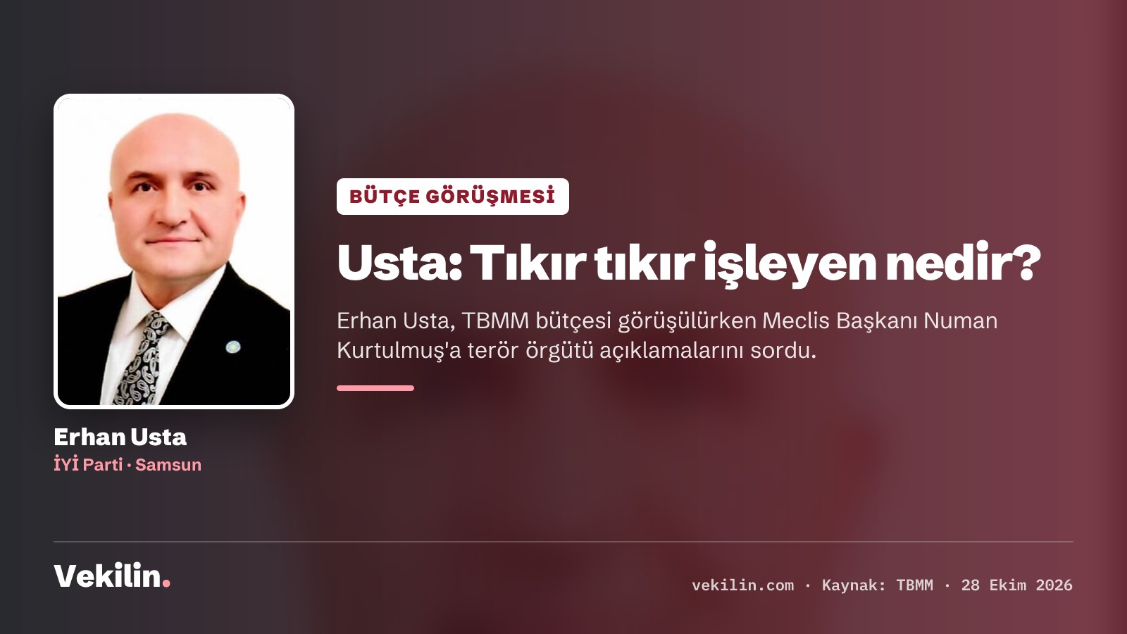 Erhan Usta bütçe görüşmelerinde Meclis Başkanı Numan Kurtulmuş'a sorular yöneltti