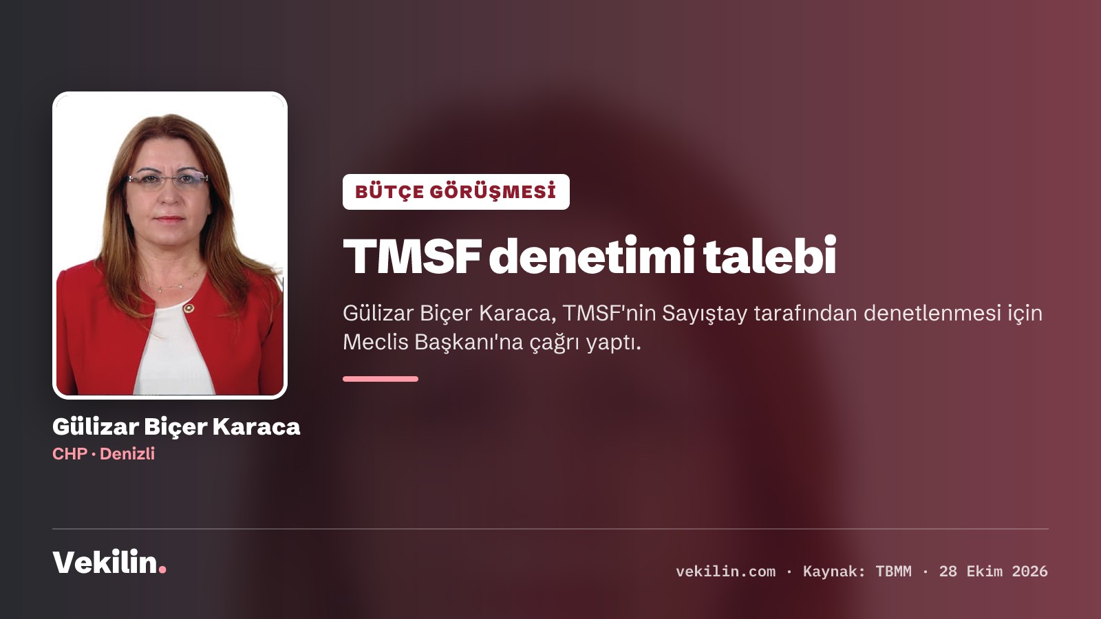 Gülizar Biçer Karaca TBMM bütçesinde TMSF ve Sayıştay denetimini gündeme getirdi