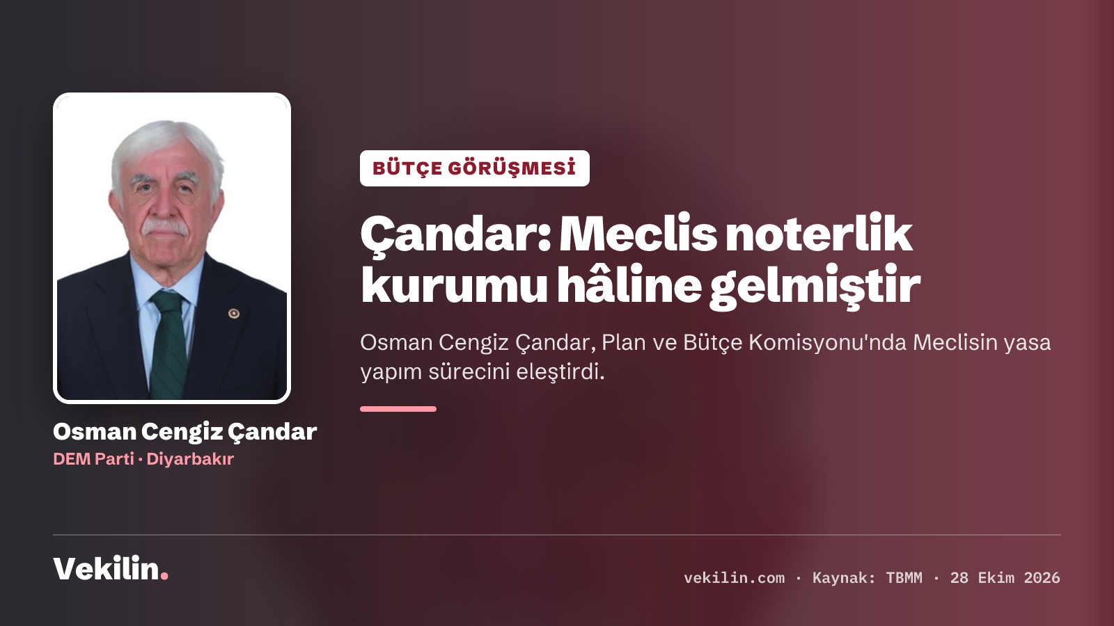 Osman Cengiz Çandar Plan ve Bütçe Komisyonu'nda Meclis denetimini eleştirdi