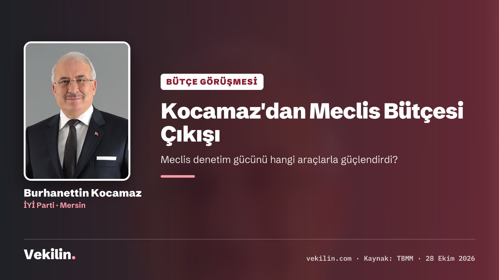 Burhanettin Kocamaz Meclis bütçesinde denetim yetkisini ve personel haklarını sordu