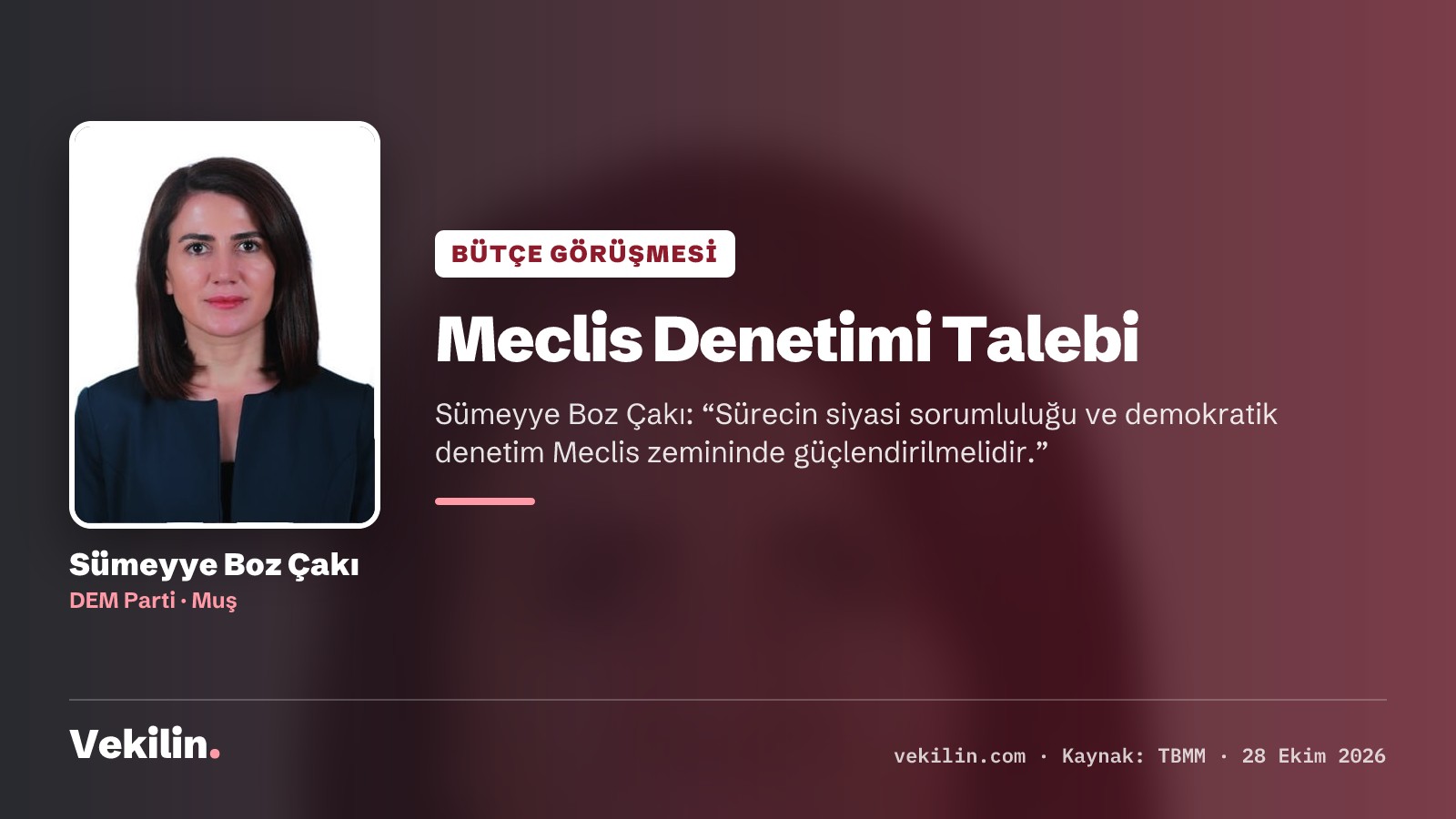 Sümeyye Boz Çakı: Sürecin siyasi sorumluluğu Meclis zemininde güçlendirilmelidir