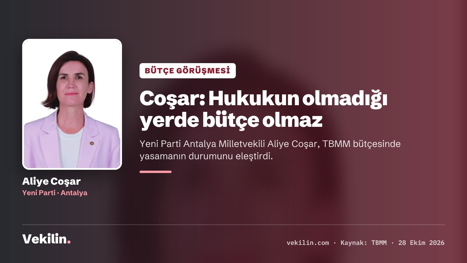 Aliye Coşar TBMM bütçesinde yasamanın durumunu ve denetim yetkisini eleştirdi