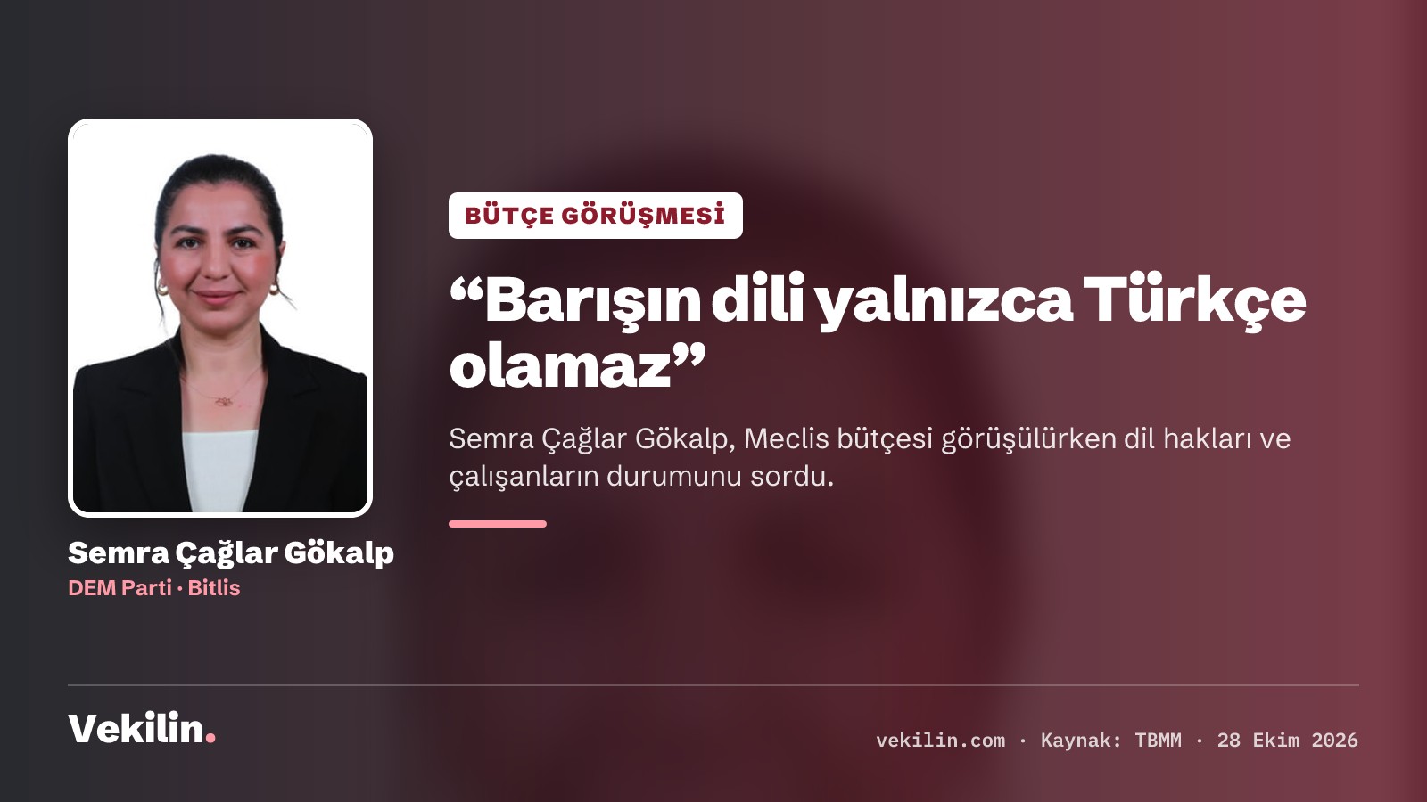 Semra Çağlar Gökalp TBMM Bütçesi Görüşmelerinde Kürtçe ve Çalışan Haklarını Gündeme Getirdi