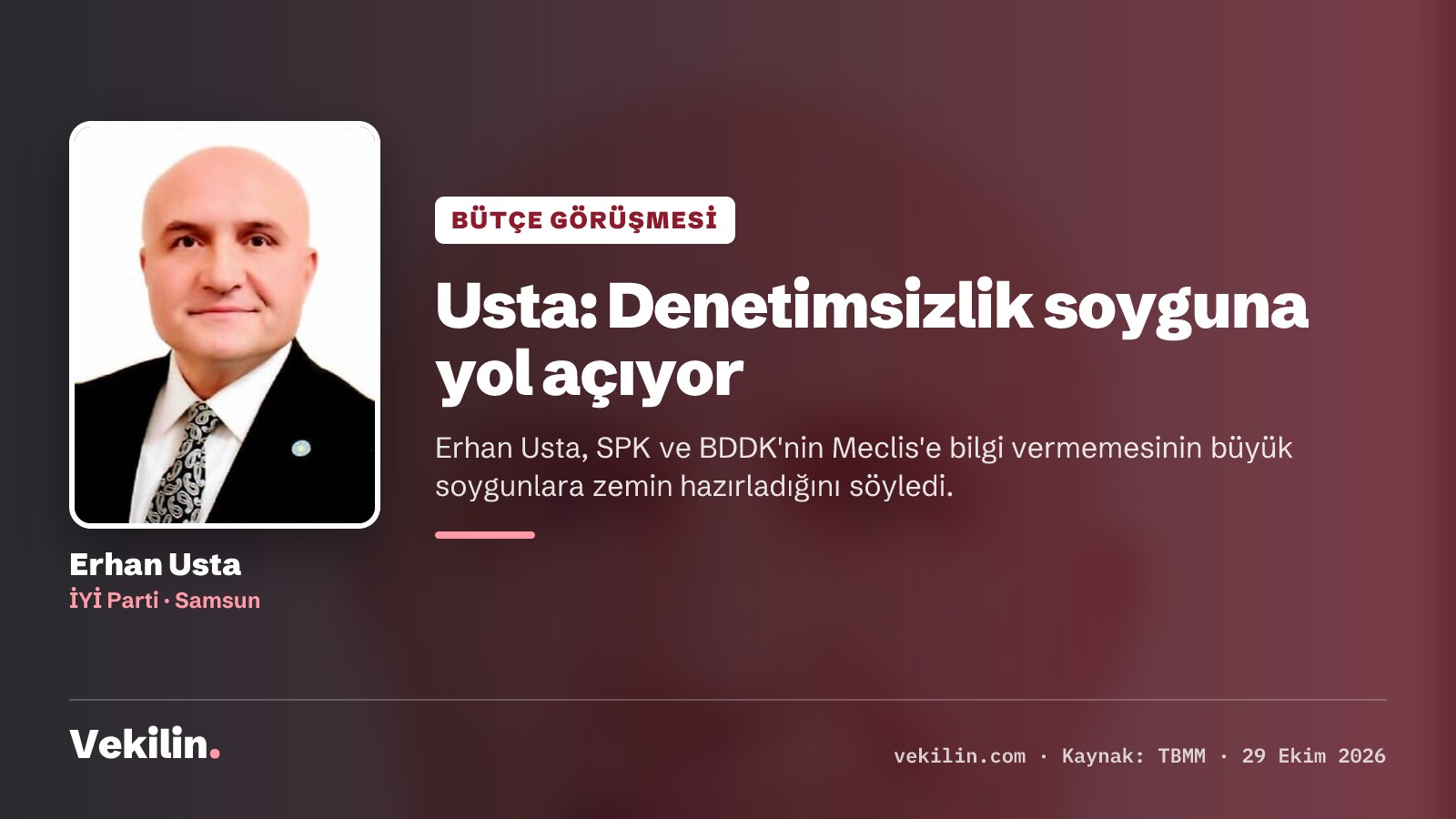 Erhan Usta: SPK ve BDDK'nin bilgi vermemesi büyük soygunlara yol açıyor