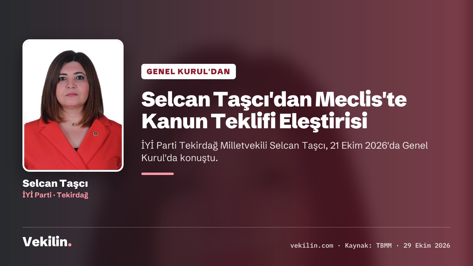 Selcan Taşcı TBMM Genel Kurulu'nda Kanun Teklifini Eleştirdi
