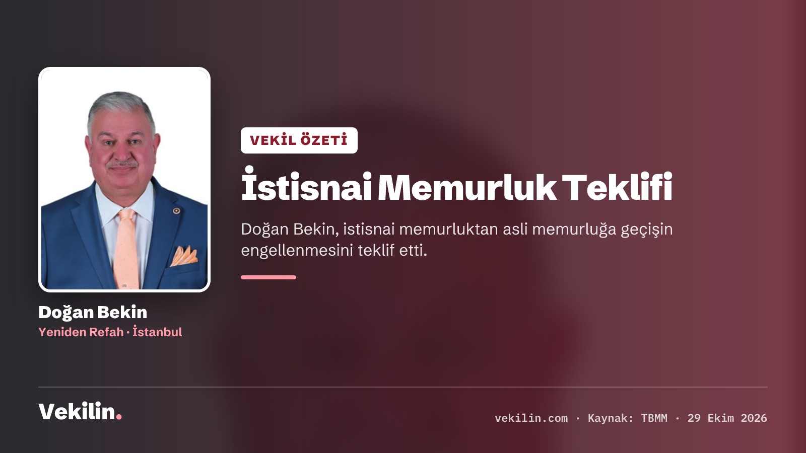 Doğan Bekin'den fon tasfiyeleri ve istisnai memurluk teklifi