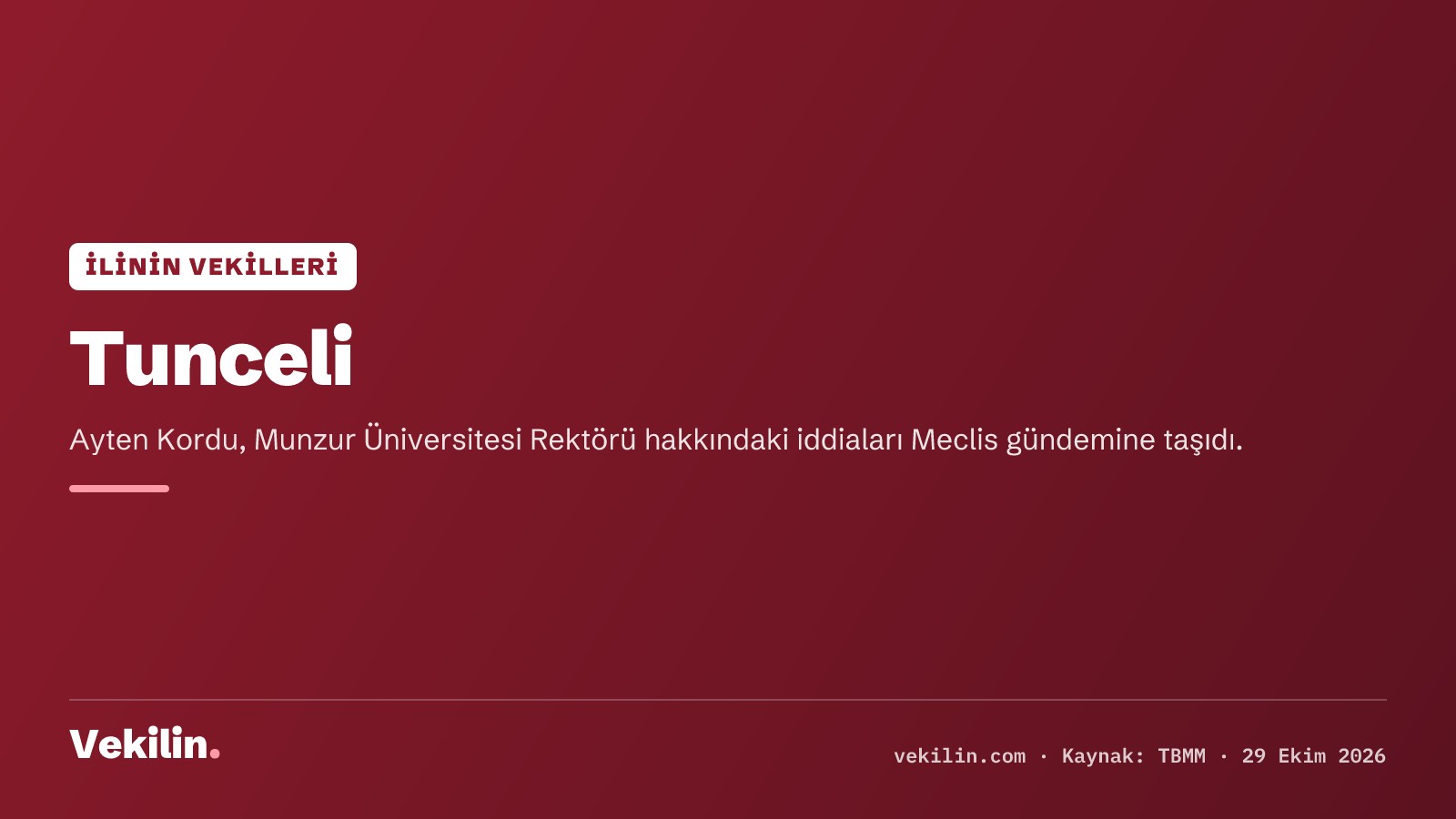 Tunceli Milletvekili Ayten Kordu'dan Munzur Üniversitesi Hakkında Soru Önergesi