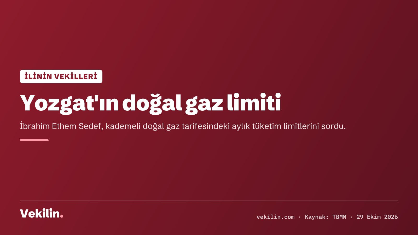 Yozgat Milletvekili İbrahim Ethem Sedef doğal gaz tüketim limitlerini sordu