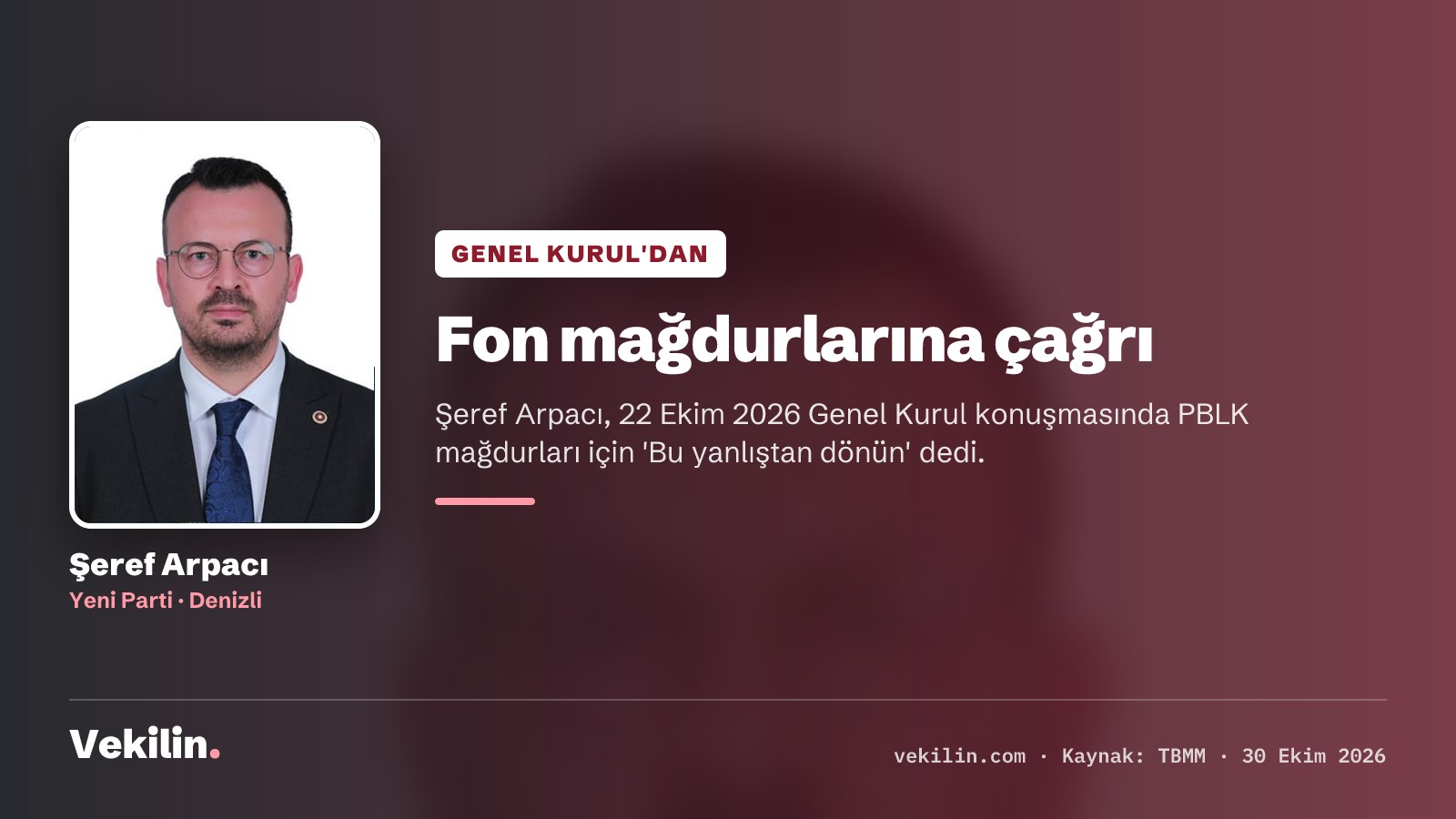 Şeref Arpacı: Fon mağdurları için 'Bu yanlıştan dönün' çağrısı