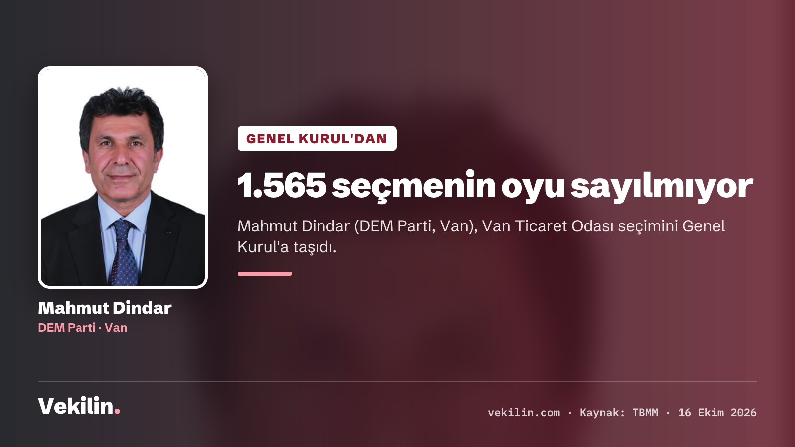 Mahmut Dindar (DEM Parti, Van) Genel Kurul'da Van Ticaret Odası seçimini ve gıda krizini anlattı