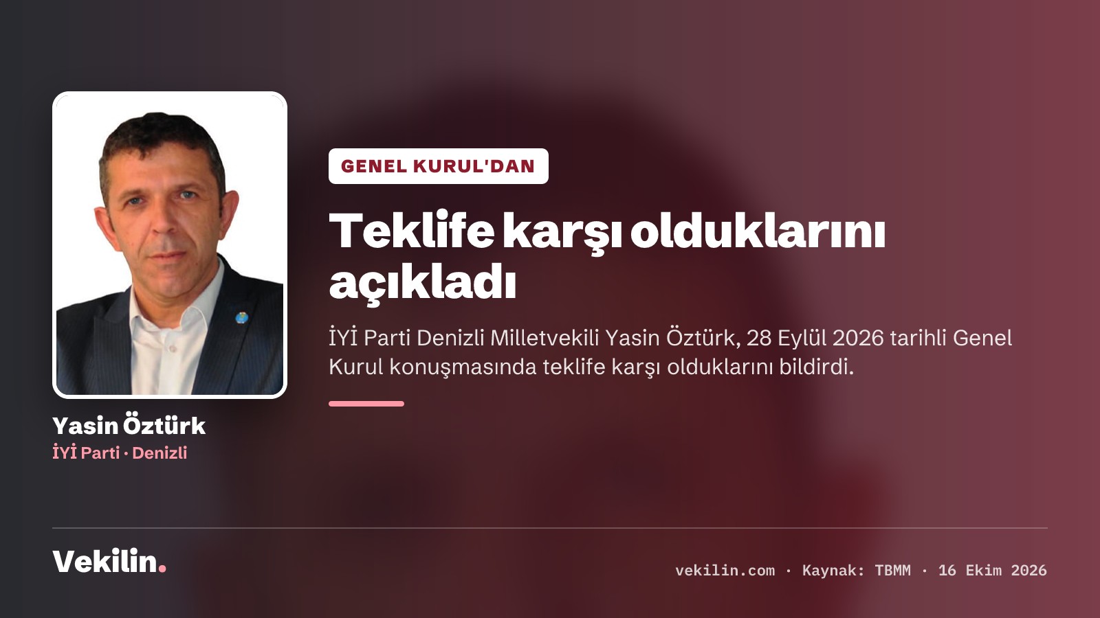 Yasin Öztürk: 'Bu teklif bu sorunların hiçbirine köklü bir çözüm getirmemektedir'