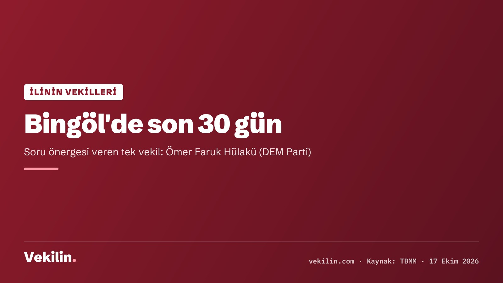 Bingöl'de son 30 günde Ömer Faruk Hülakü 7 soru önergesi verdi