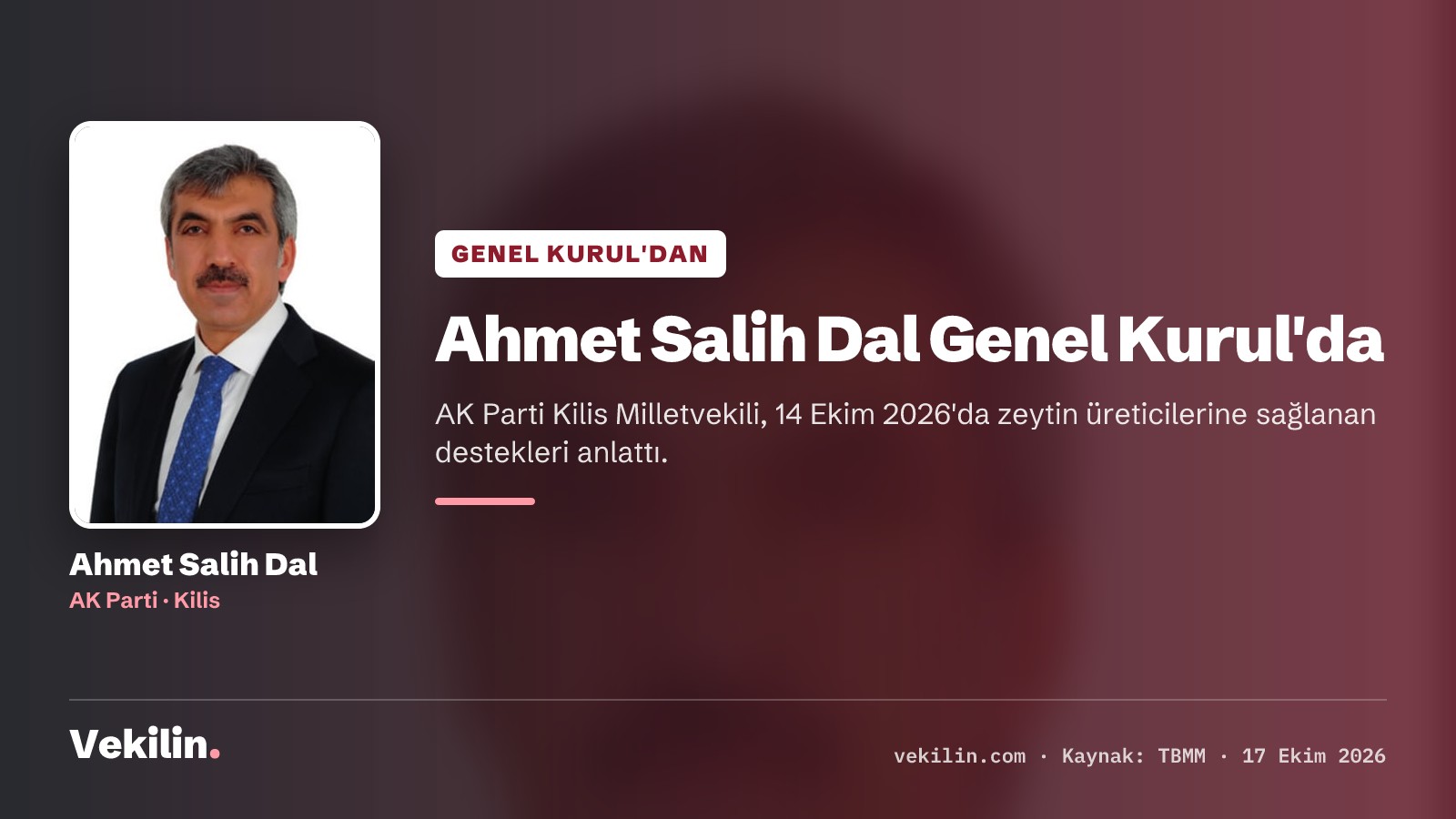 Ahmet Salih Dal: Zeytin üreticisine destekler yalnızca temel destekle sınırlı değil