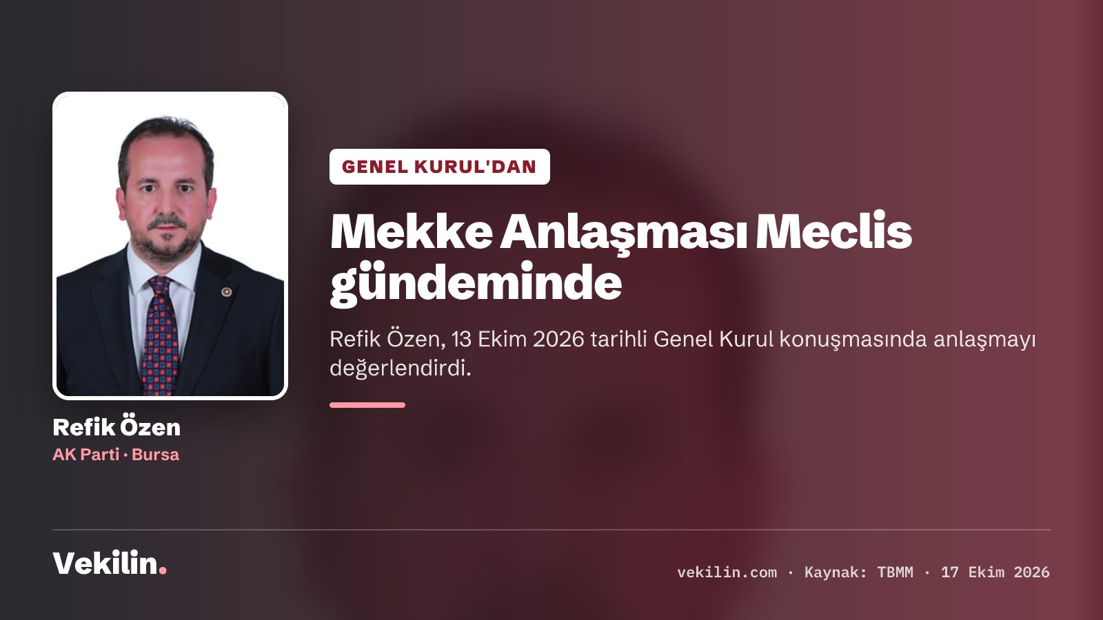 Refik Özen: Mekke Ortak Savunma Anlaşması stratejik bir adım