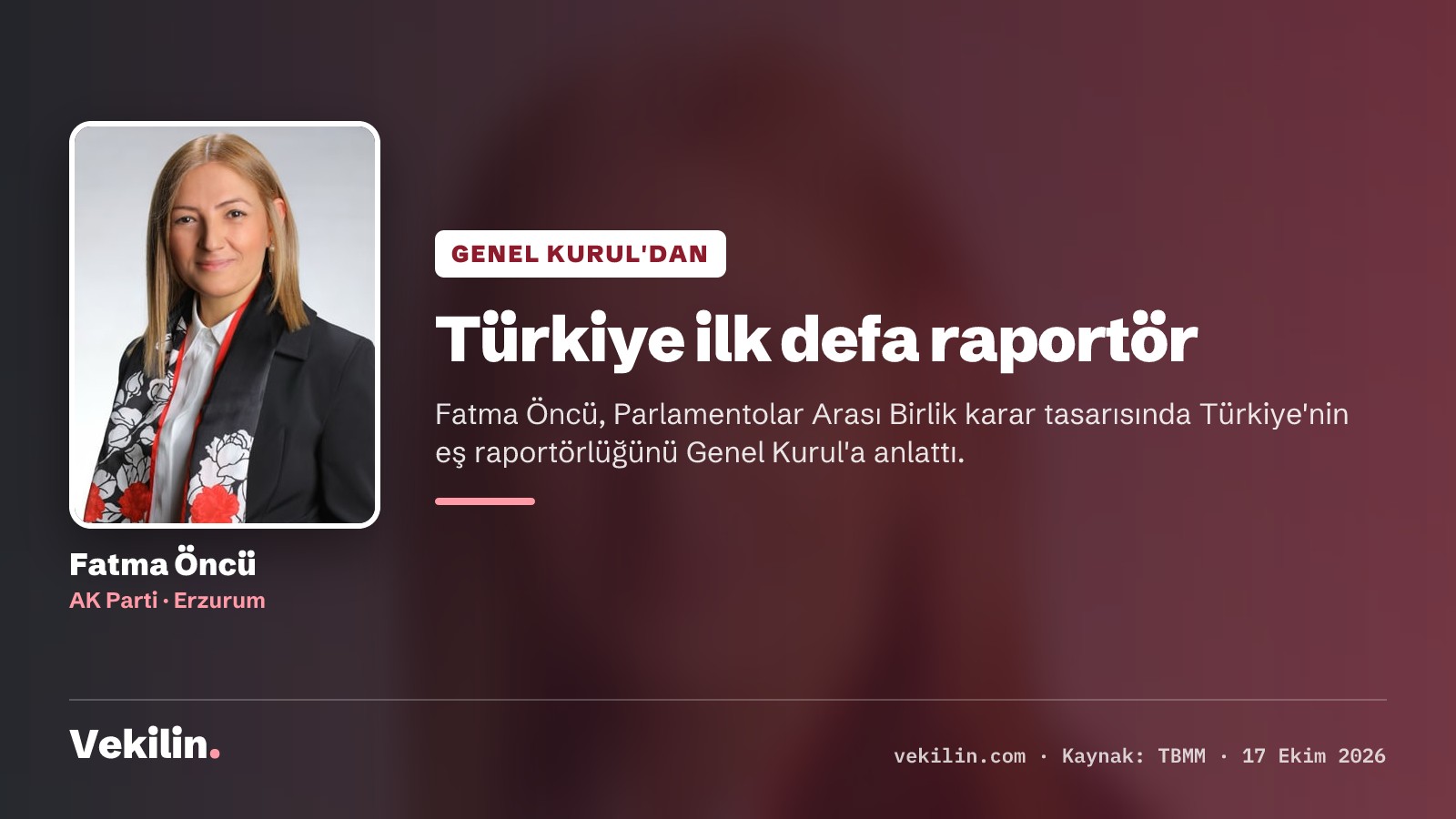 Fatma Öncü, Parlamentolar Arası Birlik'te Türkiye'nin raportörlüğünü Genel Kurul'a anlattı