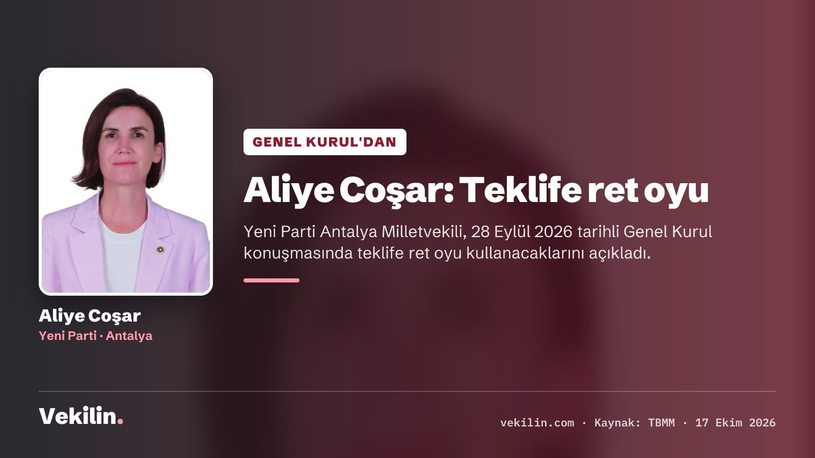 Aliye Coşar: Millî parkları turizm odaklı işletmeye dönüştüren teklife ret oyu kullanacağız