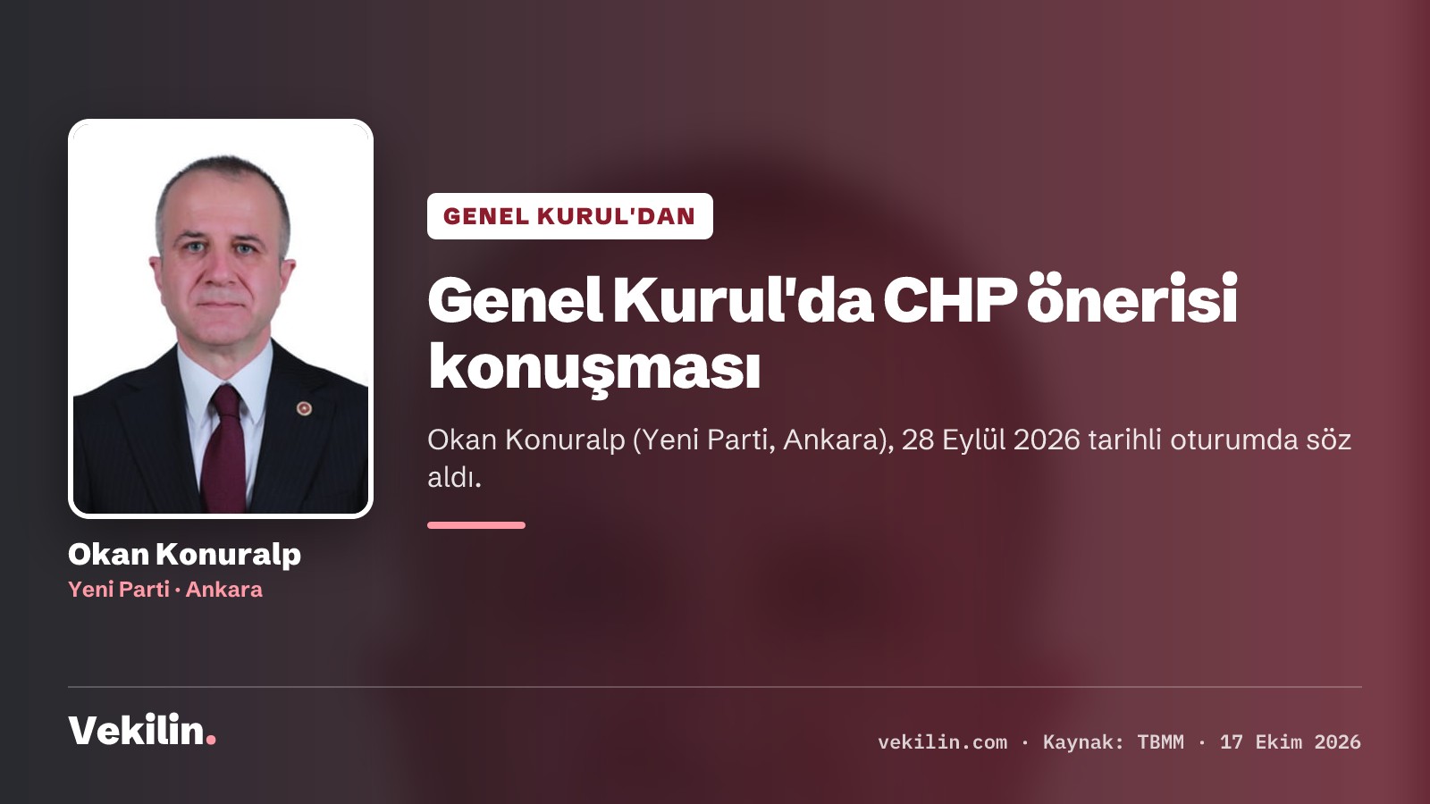 Okan Konuralp, CHP Grubu önerisi üzerine Genel Kurul'da konuştu