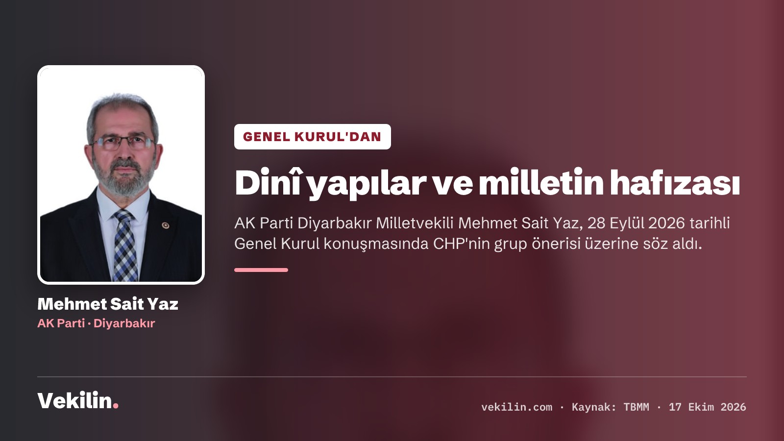 Mehmet Sait Yaz: Dinî yapıları aynı torbaya koymak milletin hafızasına haksızlık