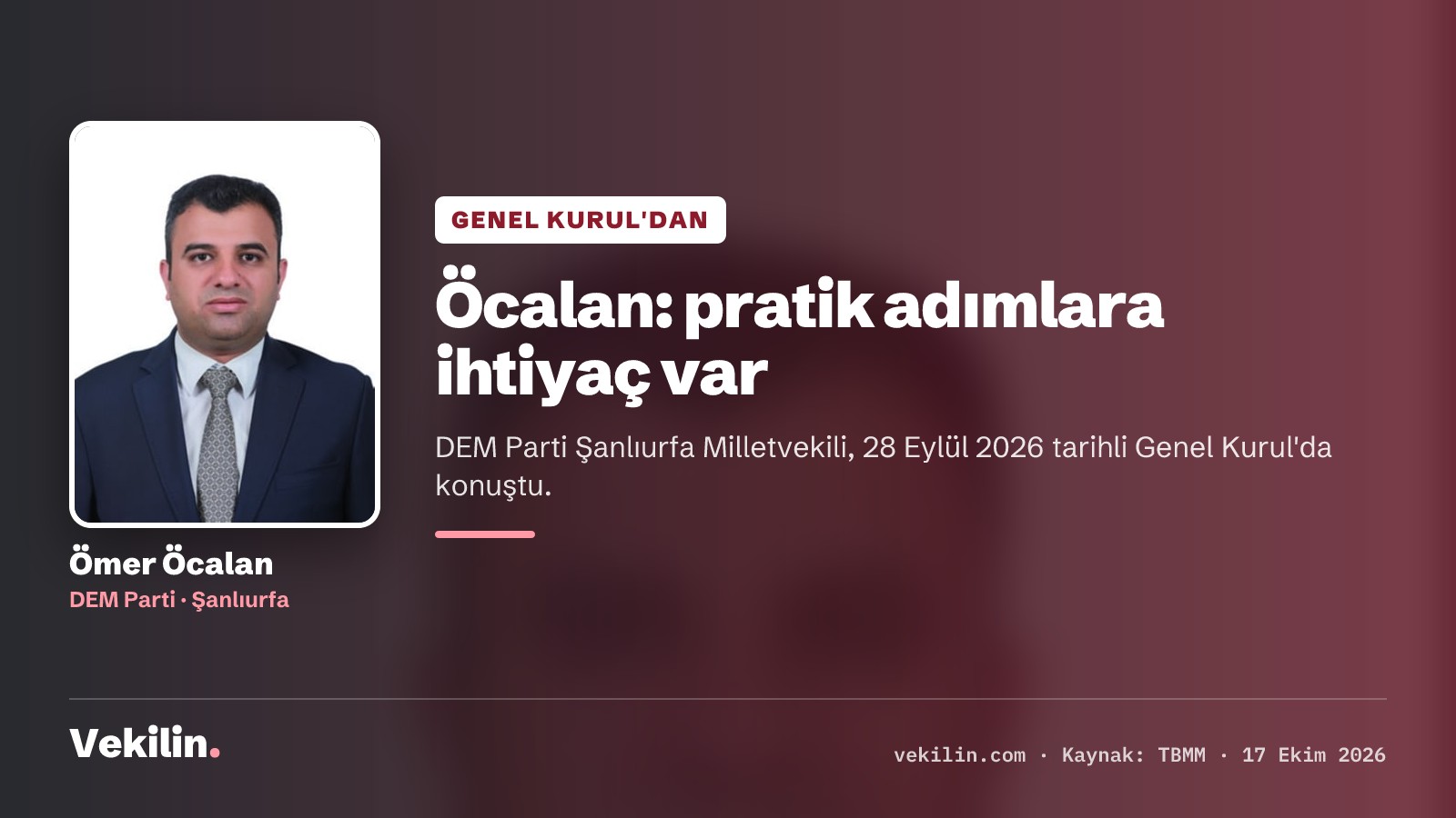 Ömer Öcalan (DEM Parti, Şanlıurfa) Genel Kurul'da süreçte pratik adım çağrısı yaptı