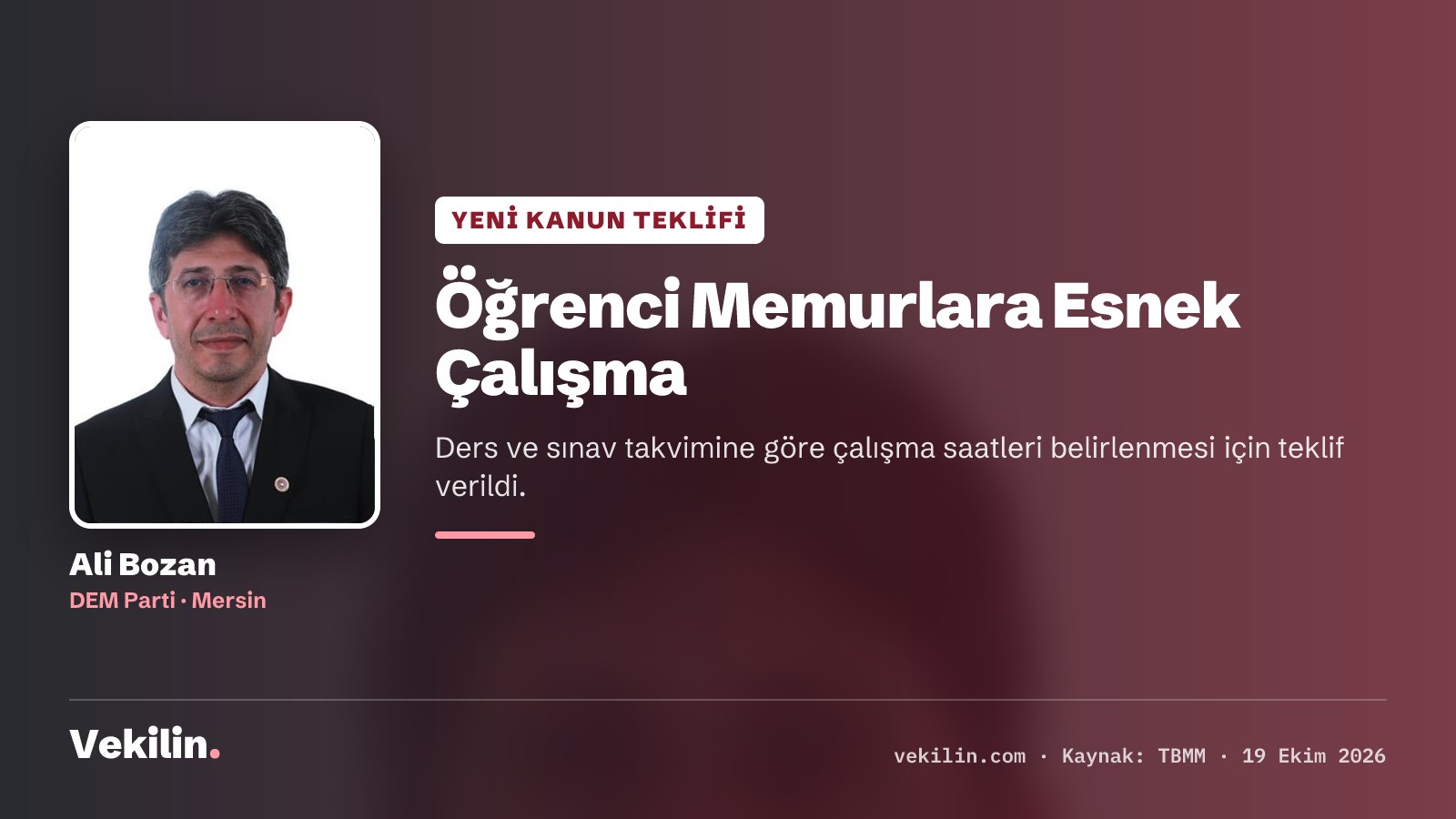 Ali Bozan'dan 2828 Sayılı Kanun Kapsamındaki Memurlar İçin Teklif