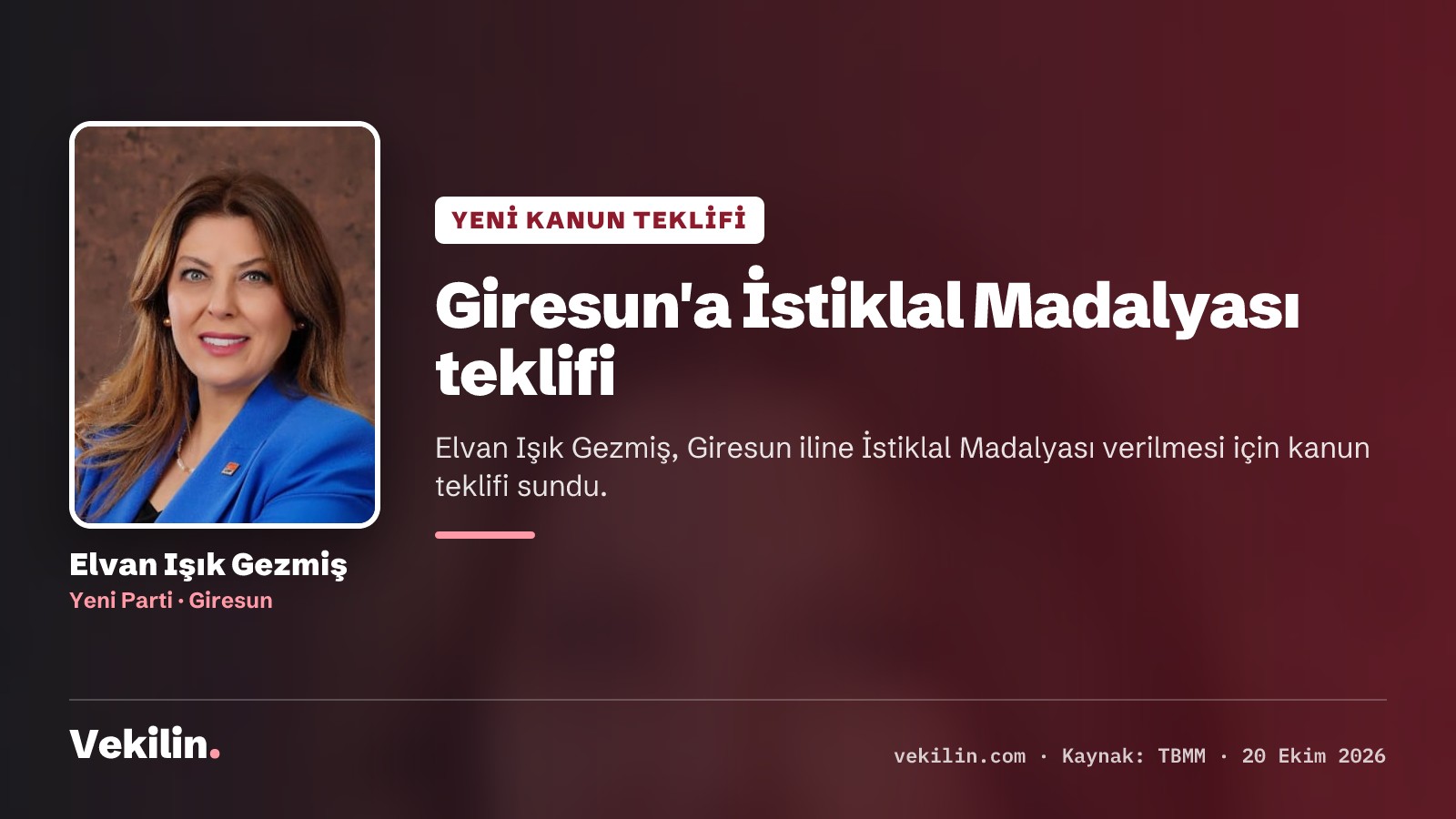Giresun'a İstiklal Madalyası için kanun teklifi